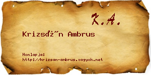 Krizsán Ambrus névjegykártya
